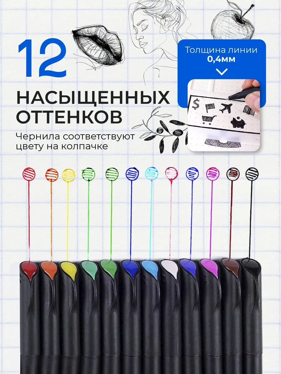 Innove Renkli Kapiler Tükenmez Kalemler, 12 Adet 280483611 Yeşil