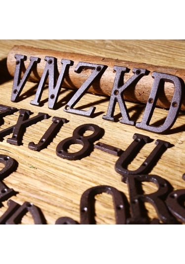 Pazly Zakka Yaratıcı Bakkal Döküm Demir Metal Dijital Harf Ev Numarası Alfabe Sembolü D33-büyük Dijital-4