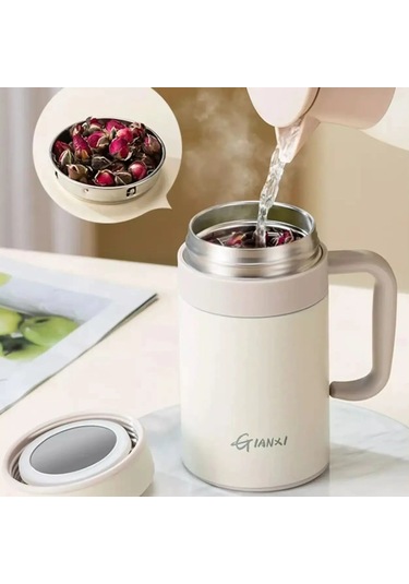 Kadın Saf Renk Muhtasar Büyük Kalibreli Termos Bardak Kış Büyük Siyah