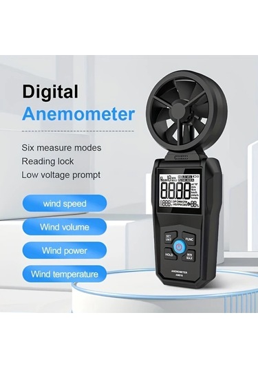 Boatshop1 Am610 Porometısto Dijital Anemometre Ruzgar Hizi Olcer Sicaklik Ve Soguk Olcumlu Lcd Ekranli Yuksek Hassasiyetli Siyah
