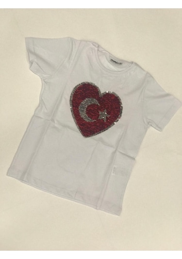 Pretty Çocuk Kalpli Paletli Gösteri T-shirt Beyaz