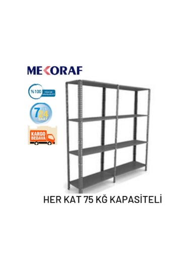 Mekoraf Mekoraf 43 X 93 2 Metre 4 Katlı 2 Ünite Raf Sistemi