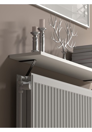 Montajsız Petek Üstü Uçan Raf Kalorifer Peteği 100x20 Cm - Beyaz Beyaz