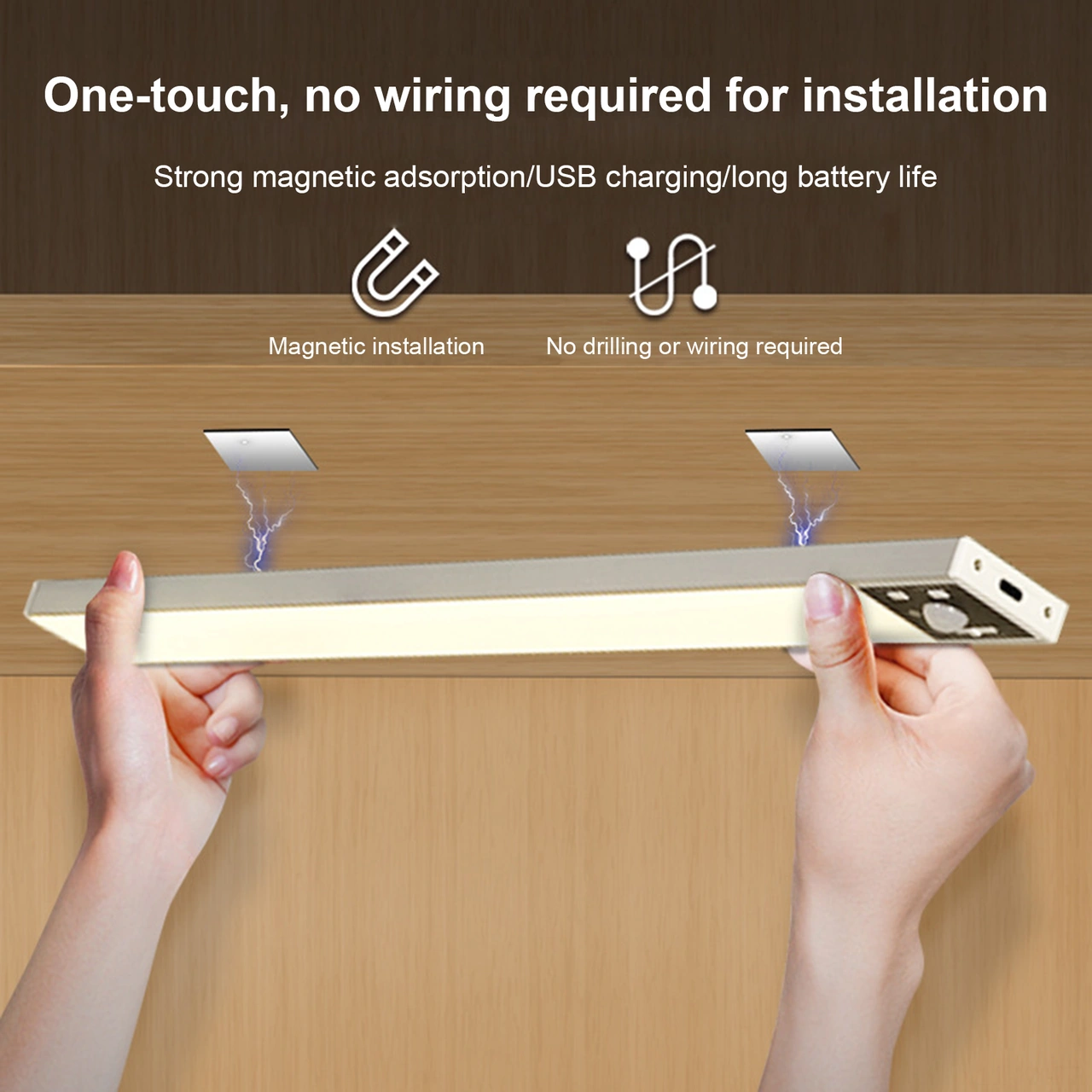 Kangvka 30cm Gümüş Alüminyum Şarjlı Led Gece Lambası - Vücut Algılama, Parlaklık Ayarlı, Manyetik/selfie Yapıştırıcı Montajlı Dolap Işıklı Gümüş