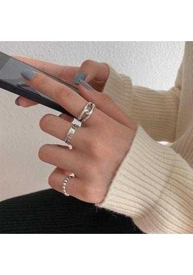 Fastbuy S925 Sterling Silver Vintage Çok Renkli Ring Chain Jewelry, Color: J3456, Ideal For Women Çok Renkli