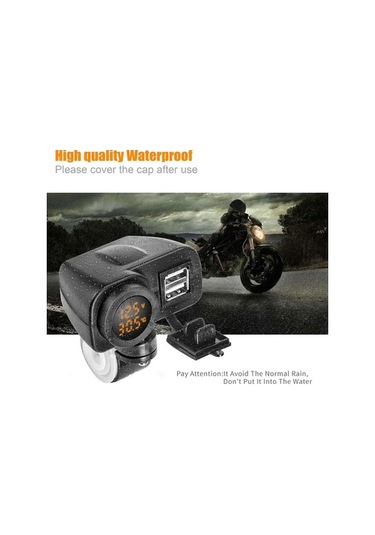 Maoyaya Motosiklet Usb Şarj Termometre, 2x Led, Dijital Görüntü