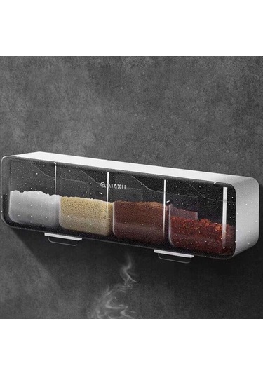 Kapaklı Ve Kaşıklı, Kendinden Yapışkanlı Duvara Monte Baharat Kutusu, Şeffaf Diğer