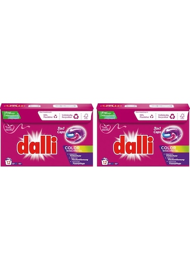 Dalli Renkli Çamaşırlar İçin Tablet Çamaşır Deterjanı 3'ü Bir Arada 12 Yıkama 2'li Set