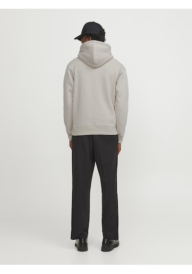 Erkek Kabartma Baskili Kapüsonlu Sweatshirt - Star - 12233972 Moonbeam Çok Renkli