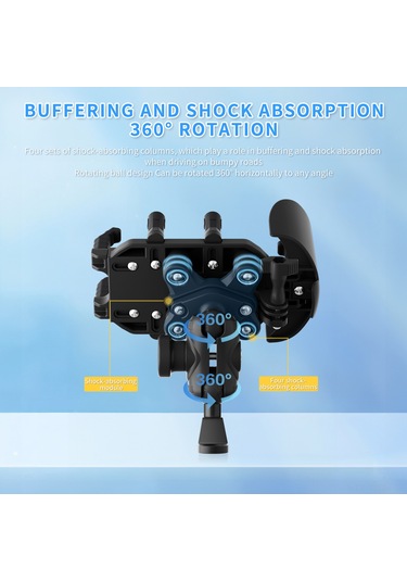 Neevoyu Motosiklet Telefon Tutucu, Yansıta Montajlı, Şok Emici, Hırsızlığa Dayanıklı, 69-93mm Genişlik Aralığı, Siyah, Pa6+gf+silikon Malzeme Siyah