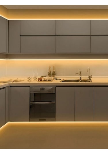 Mutfak Dolabı Ve Tezgah Altı 300 Cm Led Şerit Profil Aydınlatma Anahtarlı Beyaz