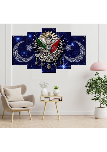 Osmanlı Tuğrası.. 5 Li Tablo 60x90 Mdf