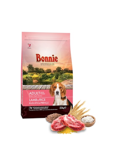 Bonnie Kuzu Etli ve Pirinçli Yetişkin Köpek Maması 2500 G