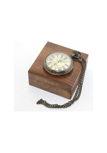 Ahşap Kutulu Pirinç Köstekli Saat Model 10