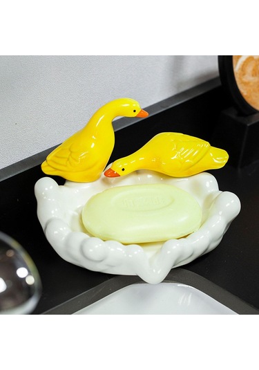 Suntek Ördek Sabunluk Kolay Temizlik Dayanıklı Sabun Tasarrufu Beyaz