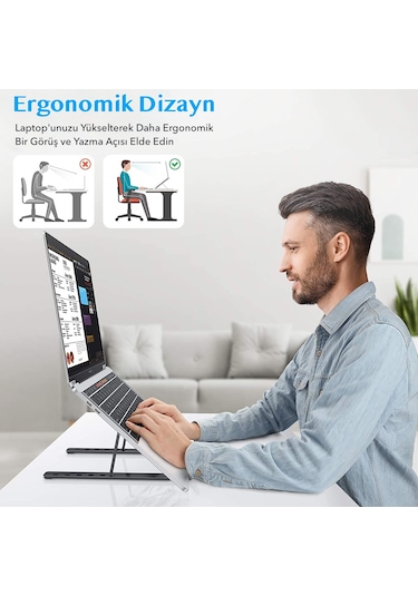 Idock N29-3 Katlanır Aluminyum Laptop Bilgisayar Standı - Siyah