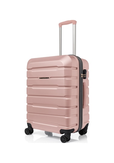 Unisex 4 Tekerli Kilitli Kabin Boy Valiz Bavul Gülkurusu