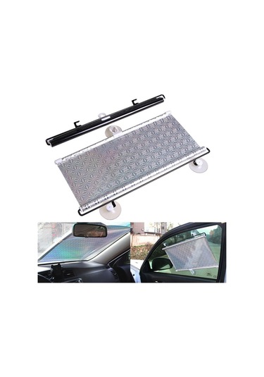 40 60cm Vantuz Dağı Otomatik Geri Çekilebilir Güneşlik Perdesi Anti-uv Koruma Kamyon Ön Cam Ekranı - Gümüş