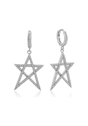 Gumush Gümüş Beyaz Yıldız Bayan Küpe