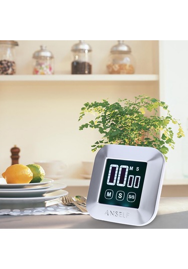 Symbee Mutfak Zamanlayıcı Dijital Dokunmatik Ekranlı Geri Sayım Ve İleri Sayım Fonksiyonlu, Lcd Işıklı, Alarmlı, Manyetik Ve Ayaklı Pil Dahil Değil