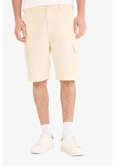 Defacto %100 Pamuk Regular Kargo Cepli Bermuda Şort E1708ax25smbg760 Bej