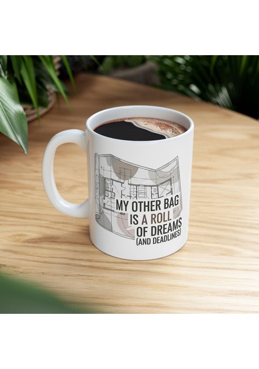 Mimarlara Özel Sanatsal Kupa Bardak Tasarım Ve Kahve Tutkunları İçin Hediyelik Bardak Beyaz