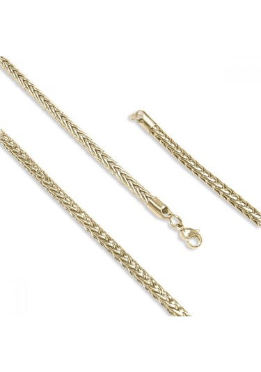 Erkek Oval Kral Bakla Örgülü Çelik Kolye 4mm 9184 Altın