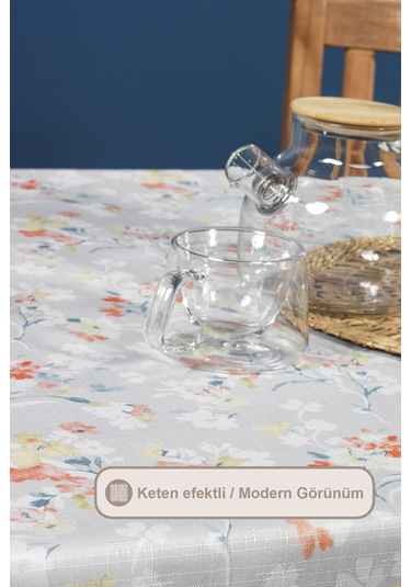 Elart Floret Masa Örtüsü Digital Baskılı 160x220 Cm Ekru Ekru