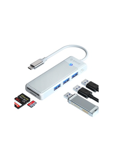 Orico Type-C To 3.0 TF SD 3 Port USB 3.0 Çoklayıcı Adaptör Beyaz