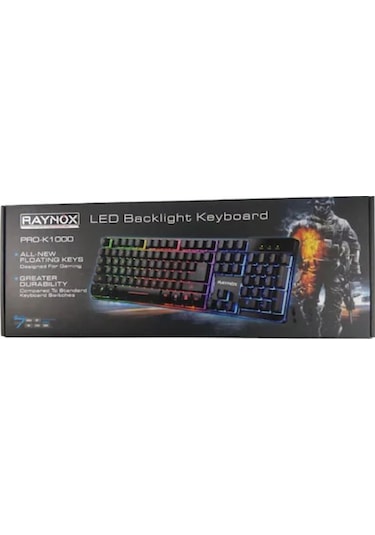 Raynox Pro K1000 Usb Kablolu RGB LED Aydınlatmalı Mekanik Hisli Oyuncu Q Klavye