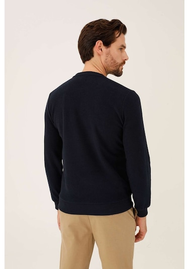 Erkek Lacivert Standart Bisiklet Yaka Triko-6880 Lacivert