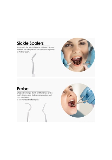 Samdoo Stainless Steel Diş Bakımı Aleti Seti - Profesyonel Dişçi Gereçleri: Ayna, Prob, Skaler Ve Pinçer İle Evde Diş Temizliği Ve Kontrolü