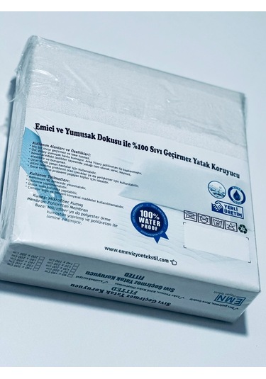 Emnvizyontekstil-%100 Sıvı Geçirmez 100x200 Cm Yatak Alezi-fitted