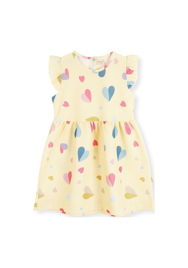 Ahengim Kız Çocuk Kalp Desenli Elbise Ak2406 Sarı