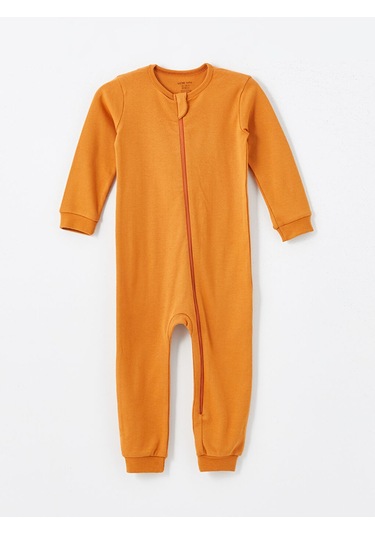 Lcw Bisiklet Yaka Uzun Kollu Erkek Bebek Fermuarlı Tulum 2'li Bej