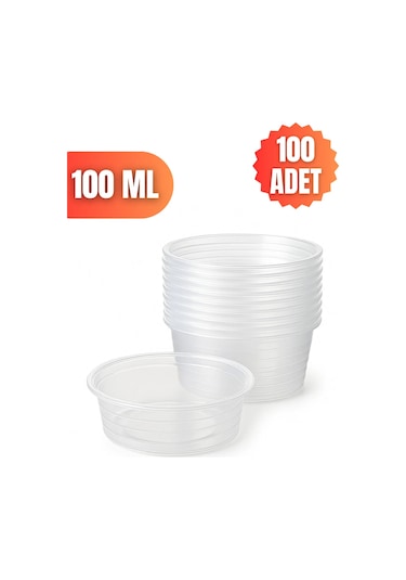 Plastik Şeffaf Sup Kase 100cc 100 Adet Mat Şeffaf
