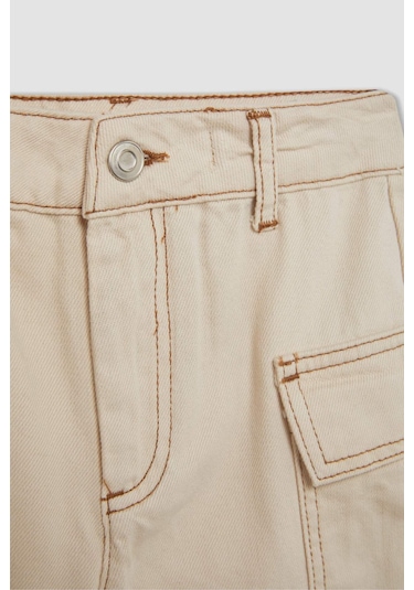 DeFacto Kız Çocuk Jean Şort B4957A824SMER233 Ekru