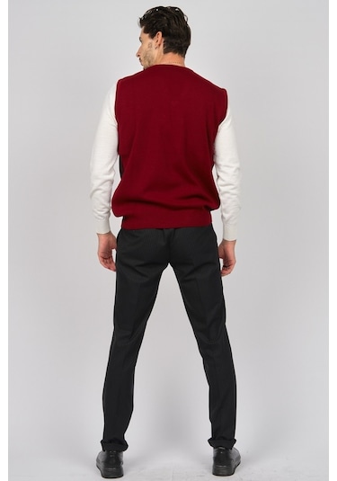 Pave Erkek Desenli Yünlü Süveter 4539011 Bordo-Bordo