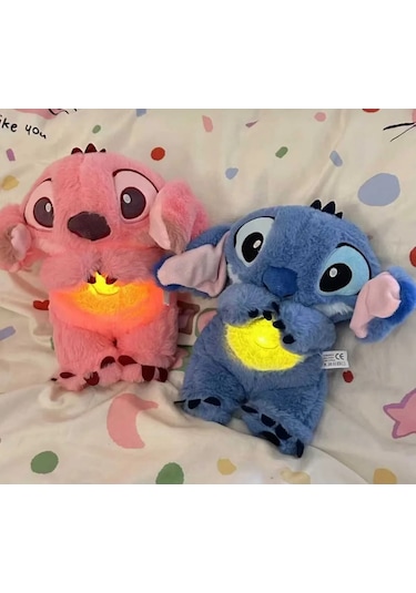 Nefes Alan Peluş Uyku Arkadaşı Stitch Peluş Oyuncak Lilo Açık Pembe