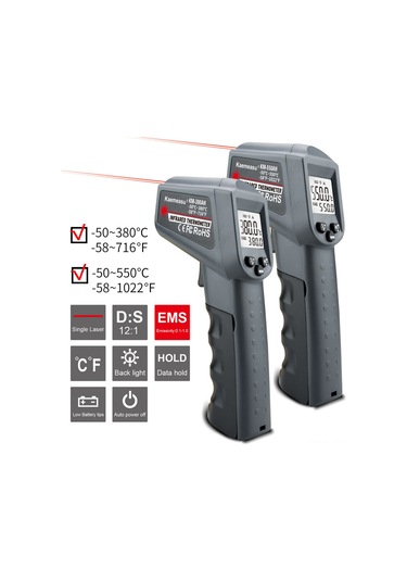 Xindoker "pratik Kızılötesi Termometre: Lcd Ekranlı, Arka Işıklı, Tek Elle Kullanım, -50 C'den 550 C'ye Ölçüm"