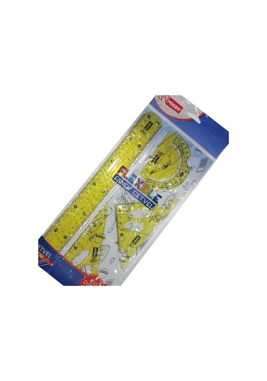 Sarı Esnek Cetvel 4 Lü Çizim Seti Kırılmaya Dayanaklı Fl-04 Sarı