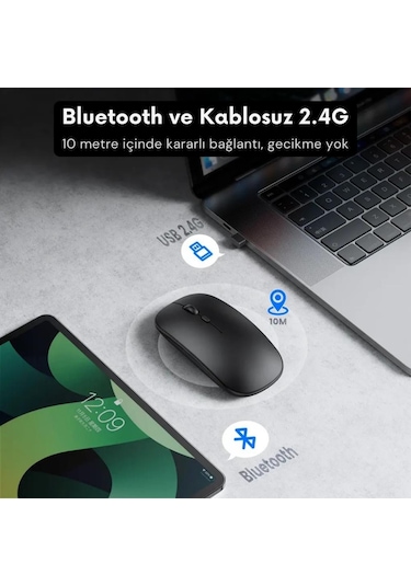 Coofbe Ergonomik Şarj Edilebilir Sessiz 2.4g Kablosuz Bluetooth Mouse Şarjlı Kablosuz Mouse