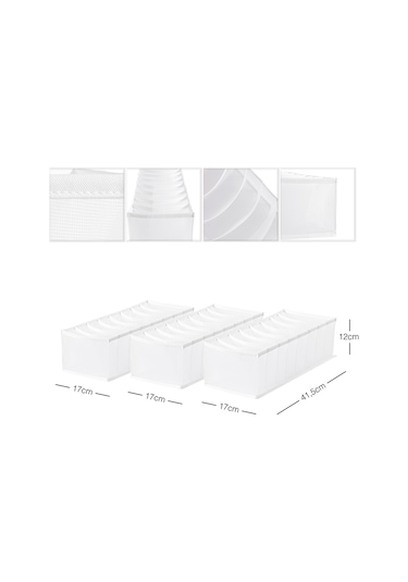 Ocean Home Textile 3'lü 8 Bölmeli Beyaz Renk File Çekmece İçi Düzenleyici Set