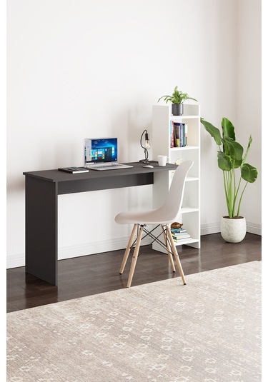 Kitaplıklı Fonksiyonel Çalışma Masası Antrasit Gri- Beyaz Beyaz - Gri