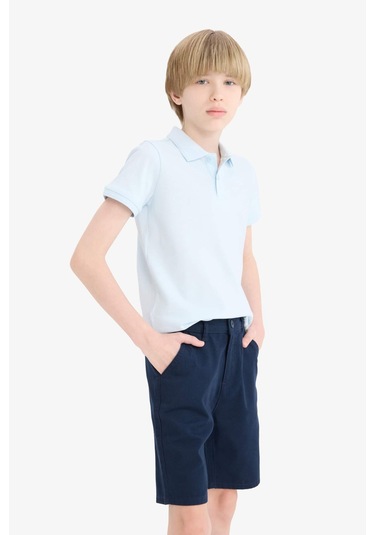 Defacto Erkek Çocuk Polo Yaka Basic Düz Pike Tişört K1689a625aube773 Mavi