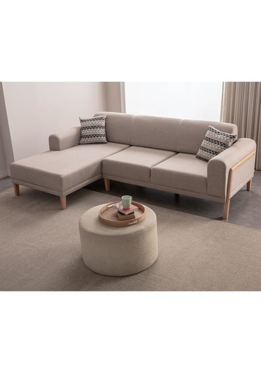 Latte Sırt Mekanizmalı Köşe Koltuk Takımı Krem