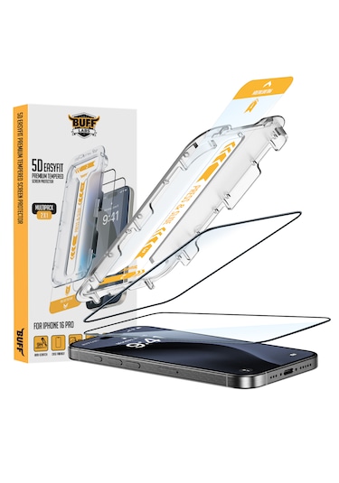Buff Apple Uyumlu   iPhone 16 Pro 5d Easyfit 2 Adet Ekran Koruyucu