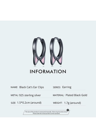 Wostu Gerçek 925 Ayar Gümüş Kedi Kulak Hoop Küpe Kadınlar Için Güzel Pembe Sevimli Pet Paw Çıtçıt Klipler Kız Benzersiz Takı Hediye A