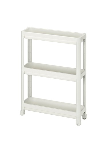Servis Sehpası Beyaz 54x18x71 Cm Meridyendukkan Mutfak-banyo Düzenleyicisi 3 Katlı Tekerlekli