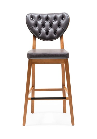 Olivya Ahşap Bar Sandalyesi Gri